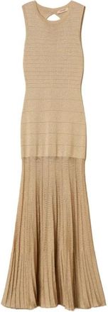 Twinset Abito lungo girocollo - Dames - Avondkleed - Beige - XL - Kleedjes