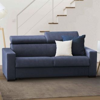 Dmora Talamo Italia - Sof&aacute; Fijo Leila, Sof&aacute; De 2 Plazas, 100% Made In Italy, Sof&aacute; Sala De Estar, En Tela Acolchada, Con Reposacabezas Ajustable Y Reposabraz