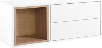 Klast Mueble recibidor flotante efecto madera natural-blanco 90x35 cm