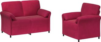 vidaXL Juego De Sof&aacute; 2 Uds. Rojo Vino Terciopelo Vidaxl