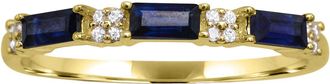 Diamond2Deal 10K Yellow Gold Blue Sapphire and Diamond Wedding Band Ring ( 0.50Ct)