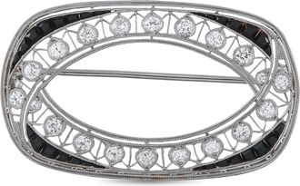 Luxury Bazaar Platinum 0.80ct Diamond and Sapphire Brooch MF16-070126