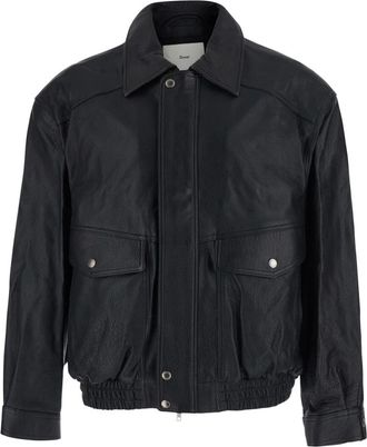 Dunst Oversized Vintage Leren Blouson - Dames - Leren en Su&egrave;de Jassen - Zwart - XS - Leer - Jassen
