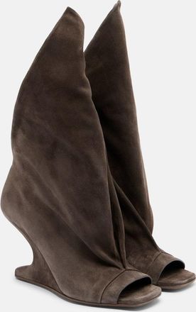 Rick Owens Cantilever suede peep-toe boots