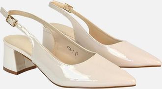XY London Womens XY London Womens/Ladies Becky Patent Leather Sling Back Court Pumps - Cream - Size: 3