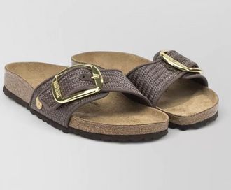 Birkenstock madrid raffia sandals big buckle low