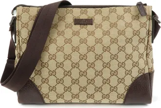 Gucci Joy Messenger Gg Canvas Beige Canvas Handbag (Pre-Owned)
