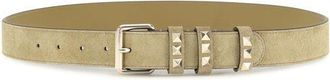 Valentino Garavani Womens Beige Suede Leather Regular Belt