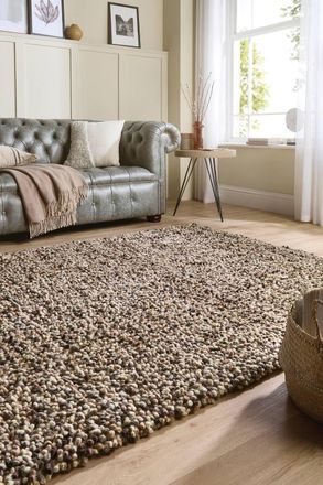 Origin Store Rocks Shaggy Natural in Light Sand | Size: 80 cm x 150 cm