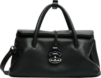 Zanellato Textured Leather Tote Bag with Silver-tone Clasp
