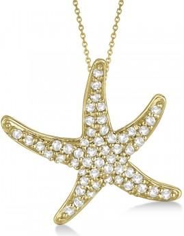 Allurez Diamond Starfish Pendant Necklace 14k Yellow Gold (0.55ct)