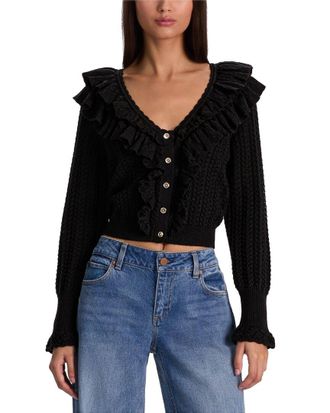 Alice & Olivia Alice + Olivia Eileen Ruffle Wool Cardigan