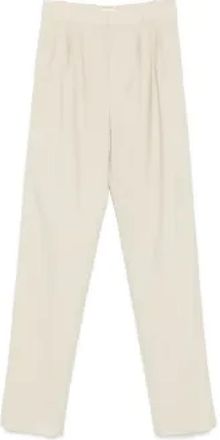 Saint Laurent Beige wollen mid-rise broek - Dames - Straight fit broeken - Beige - M - Wol - Broeken