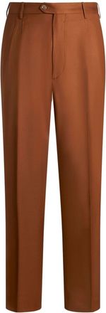 Etro pleated straight-leg trousers - men - Viscose/Wool/Acetate - 54 - Brown
