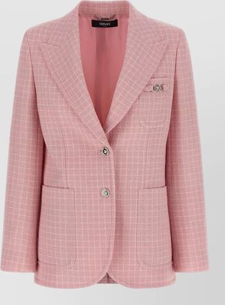 Versace check blazer jacket buttoned cuffs notch lapel