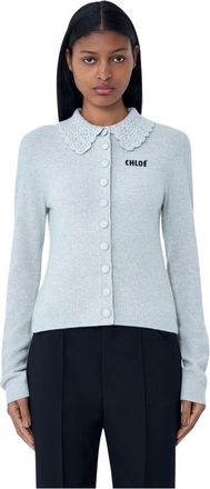 Chlo&eacute; Logo Cardigan - Dames - Vesten - Grijs - S - Wol - Truien & Vesten