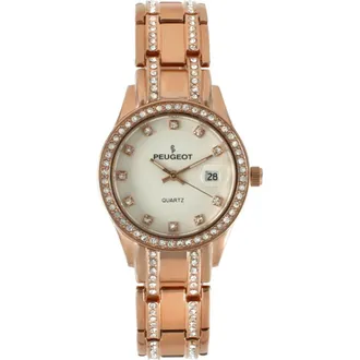 Peugeot Luxury Swarovski Crystal Bracelet Watch- 30MM in Rose Gold at Nordstrom