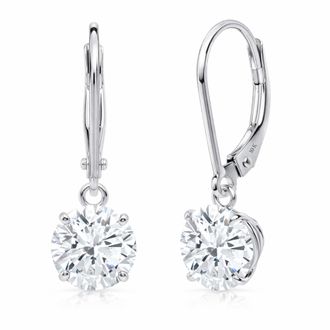 MAX + STONE 10k Yellow or White Gold Leverback Cubic Zirconia Dangle Earrings 5mm to 10mm