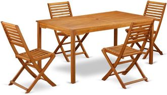East West Furniture Wooden Patio Set Natural Oil, CMBS5CWNA