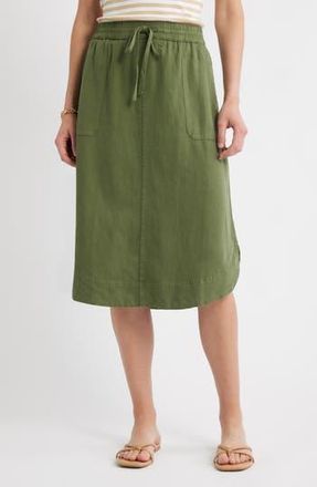 Caslon Easy Tencel Lyocell & Linen Blend Skirt in Green Bronze at Nordstrom Rack, Size X-Small