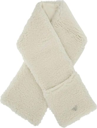 Prada Sciarpa teddy con placca logo - Bianco