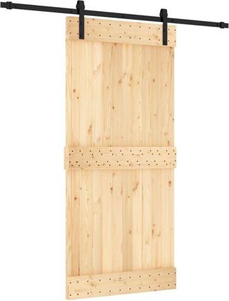 vidaXL Vidaxl - Puerta Corredera Con Herrajes Madera Maciza De Pino 95x210 Cm