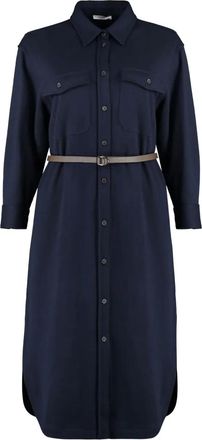 PESERICO Chemisier midi con cintura - Blu
