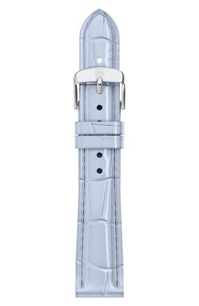 Michele 16mm Croc Embossed Leather Watch Band in Blue at Nordstrom