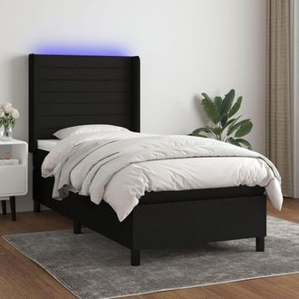 vidaXL Vidaxl - Cama Box Spring Colch&oacute;n Y Luces Led Tela Negro 100x200 Cm