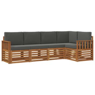 vidaXL Conjunto De Sof&aacute; Seccional Con Coj&iacute;n 5 Pcs Natural Y Antracita Vidaxl