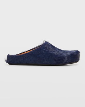 Marni Men & apos;s Fussbett Calf Hair Sabot Mules