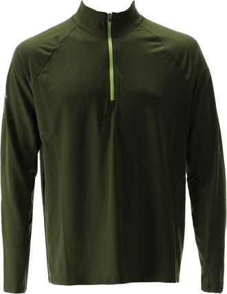 NATHAN Heren Tempo Quarter Zip Raglan T-shirt (Bosgroen gem&ecirc;leerd)