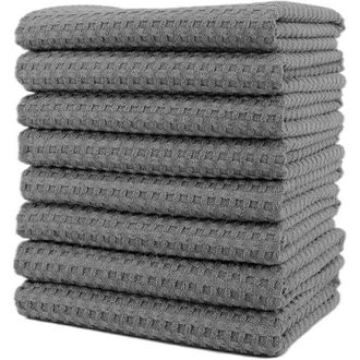 OEM 8 Toallas De Cocina De Microfibra Ultra Premium - Toallas De Mano/para Platos - Tejido De Nido De Abeja (gris, 34x73 Cm) - Crezuo