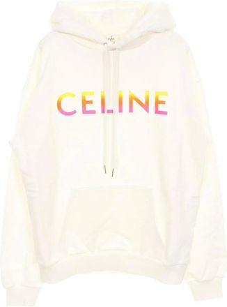 Celine Felpa con cappuccio e stampa logo anni 2020 - Bianco