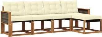 vidaXL Conjunto De Sof&aacute;s De Exterior 5 Uds. Natural Y Crema Vidaxl