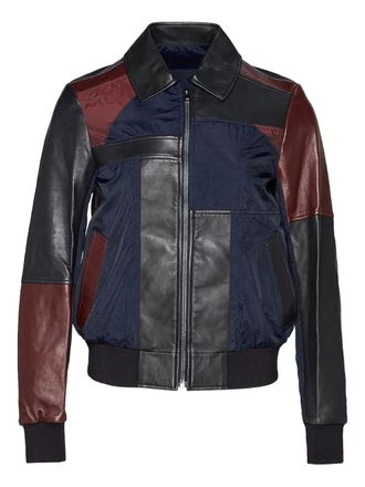 Jil Sander Bomberjack met leren patchwork - Zwart