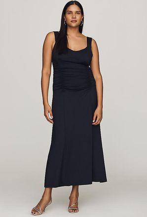 Maeve Square-Neck Ruched Knit Midi Dress