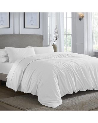 Superior Carmen 100% Cotton Linen Texture Vintage Wash Solid Percale Duvet Cover Set
