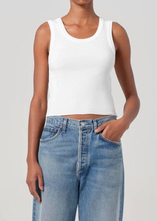 A Gold E Shrunken Poppy Tank Top In White