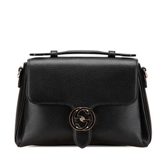 Gucci Pre-owned Womens Interlocking G Small Top Handle - Black Leather - One Size