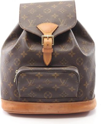 Louis Vuitton Brown Coated Canvas Leather Backpack (Pre-Owned)
