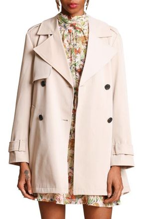 Avec Les Filles Double Breasted Short Trench Coat in Sandstone at Nordstrom, Size Medium