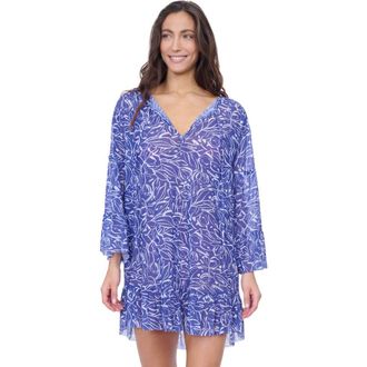 Gottex Tulip Mesh Tunic with Flounce Coverup in Royal at Nordstrom, Size Small