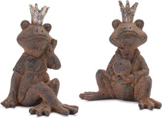 Melrose International Royal Sitting Frog Figurine (Set of 6) - Rust