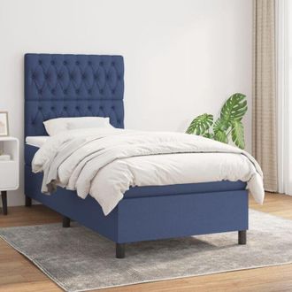 vidaXL Vidaxl - Cama Box Spring Con Colch&oacute;n Tela Azul 90x190 Cm