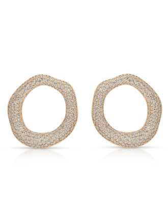 Ettika Womens Open Circle Pave Earrings In Clear Crystal With 18K Gold Plating