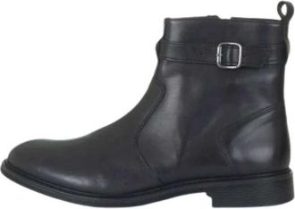 Emporio Armani Klassieke zwarte leren enkellaarsjes - Heren - Enkellaarsjes - Zwart - 41 EU - Leer - Schoenen