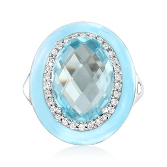 Ross-Simons Sky Blue Topaz and. White Zircon Ring With Pastel Blue Enamel in Sterling Silver