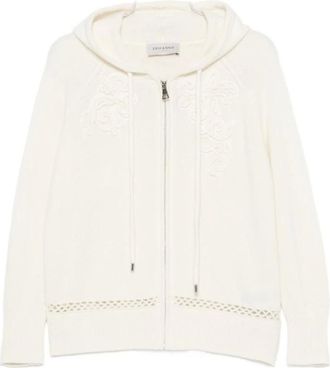 Ermanno Scervino Sudadera con capucha y bordado floral - Sweatshirts & Hoodies - Mujer - Blanco - 2XS