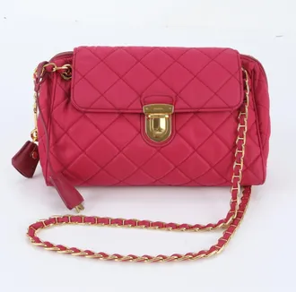 Prada Pink Leather Nylon Handbag Shoulder Bag Tote Bag (Pre-Owned)